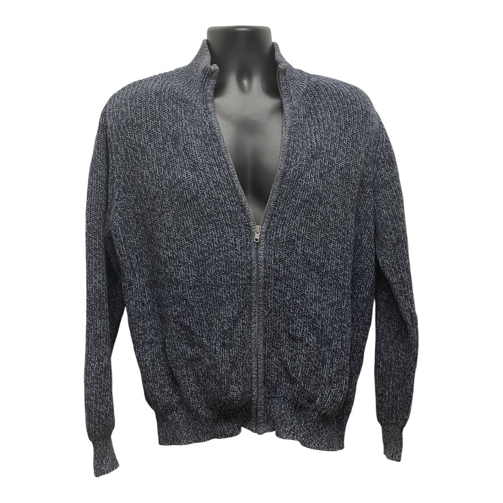 L.L. Bean Men’s Blue Charcoal Full Zip Sweater | Size M | Classic Knit Zip-Up